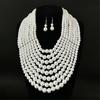 Versatile Multi Strand Simulated Pearls Necklace Earrings Set Vintage Inspired Design Clavicle Chain For Fashionistas