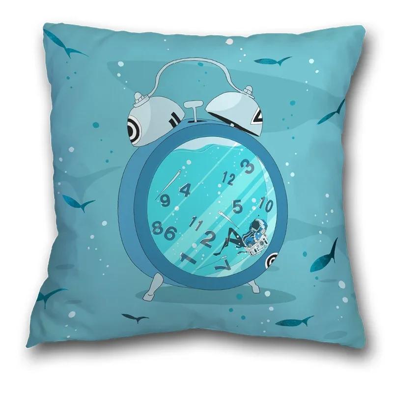 45x45cm Creative Spaceman Astronaut Ocean Blue Square Pillow Cover Living Room Sofa Office Seat Cushion  Home Decoration