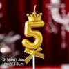 Golden Crown 0-9 Digital Number Candles, Cake Decor Candles for Wedding Birthday Party, Beautiful Cake Decoration Supplies