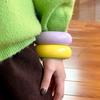 Bohemian Round Wide Bracelet Solid Color Retro  Hand Ring Simple Acrylic Bangle  Girls