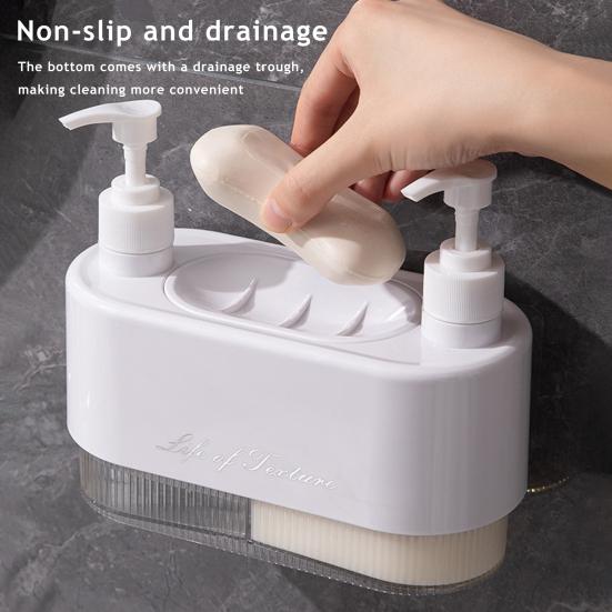 Double Head Liquid Soap Dispenser with Detachable Dish Shampoo Body Hand Wash Shower Gel Container