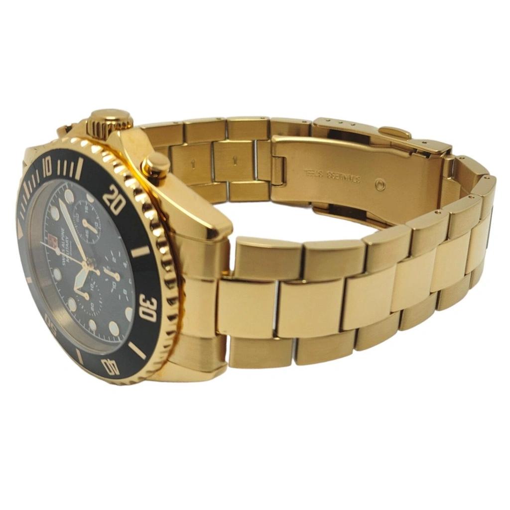 Swiss Alpine Military Master Diver Kronograf Rustfritt Stål Svart Skive Kvarts 7053.9117 100M Herreklokke