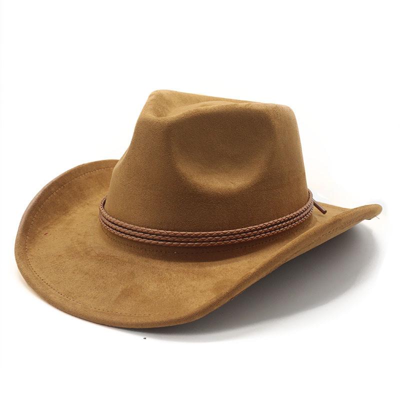 Ethnic Style Suede Felt Dress Hat With Wide Brim For Men Women Autumn Winter