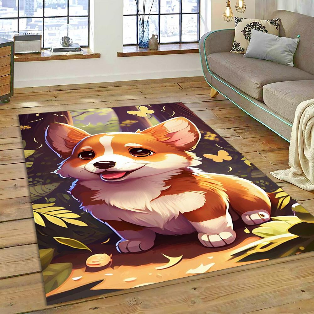 Cute Dog Cartoon Samoye,Chihuahua,Koki Pomeranian Husky Carpet Rug for Home Living Room Bedroom Sofa Doormat Decor,kid Non-slip
