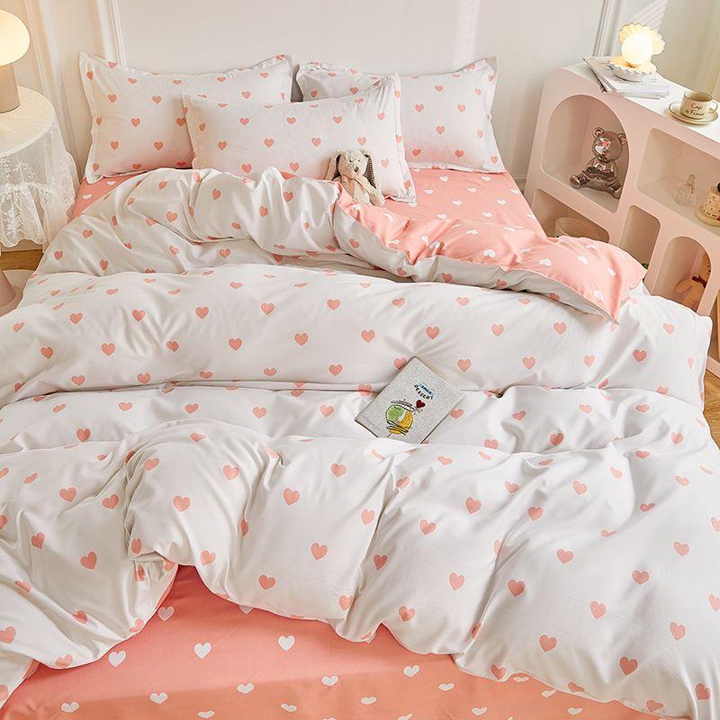 Ins Simple Style Duvet Cover Set with Pillowcases Flat Sheet No Comforter Grey Boys Girls Bedding Kit Single Twin Bed Linens