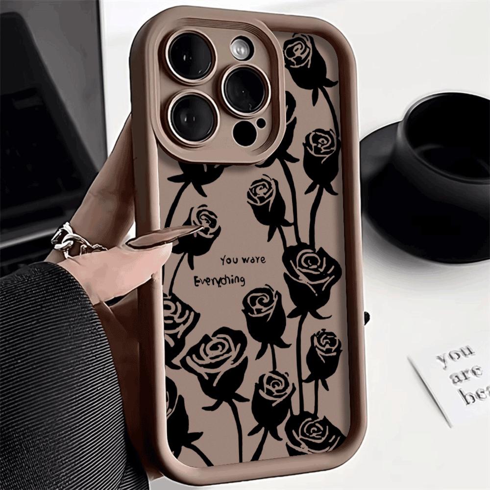 Rose Floral Pattern For iPhone 15 14 13 12 11 Pro Max XS X XR Max Mini IPhone 7 8 Plus SE 2022 Shockproof Candy Soft Cover