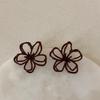 Elegant Retro Ancola Red Openwork Flower Stud Earrings