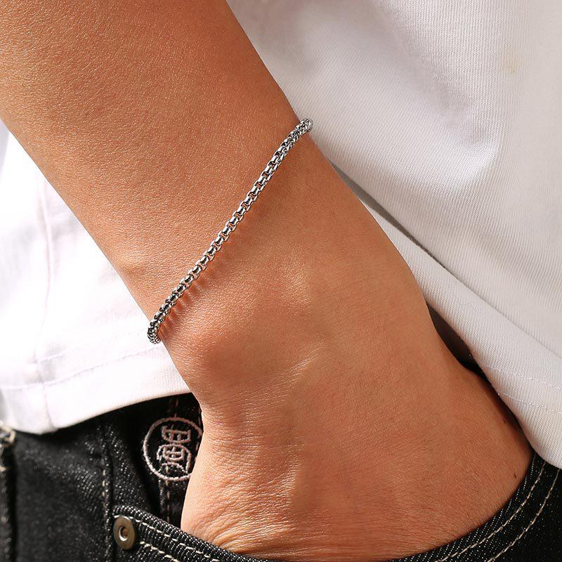 Unisex European & American Street Style Stainless Steel Bracelet Set - 6 Pieces, Hot Seller