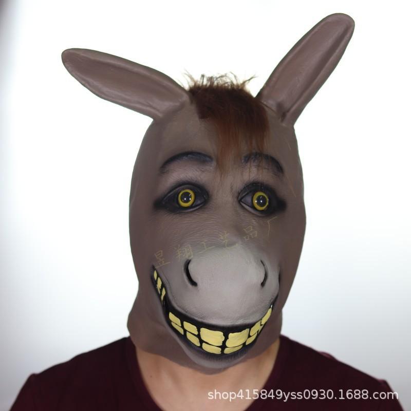 Funny Donkey Head Mask Animal Costume Prop Halloween Party Cosplay
