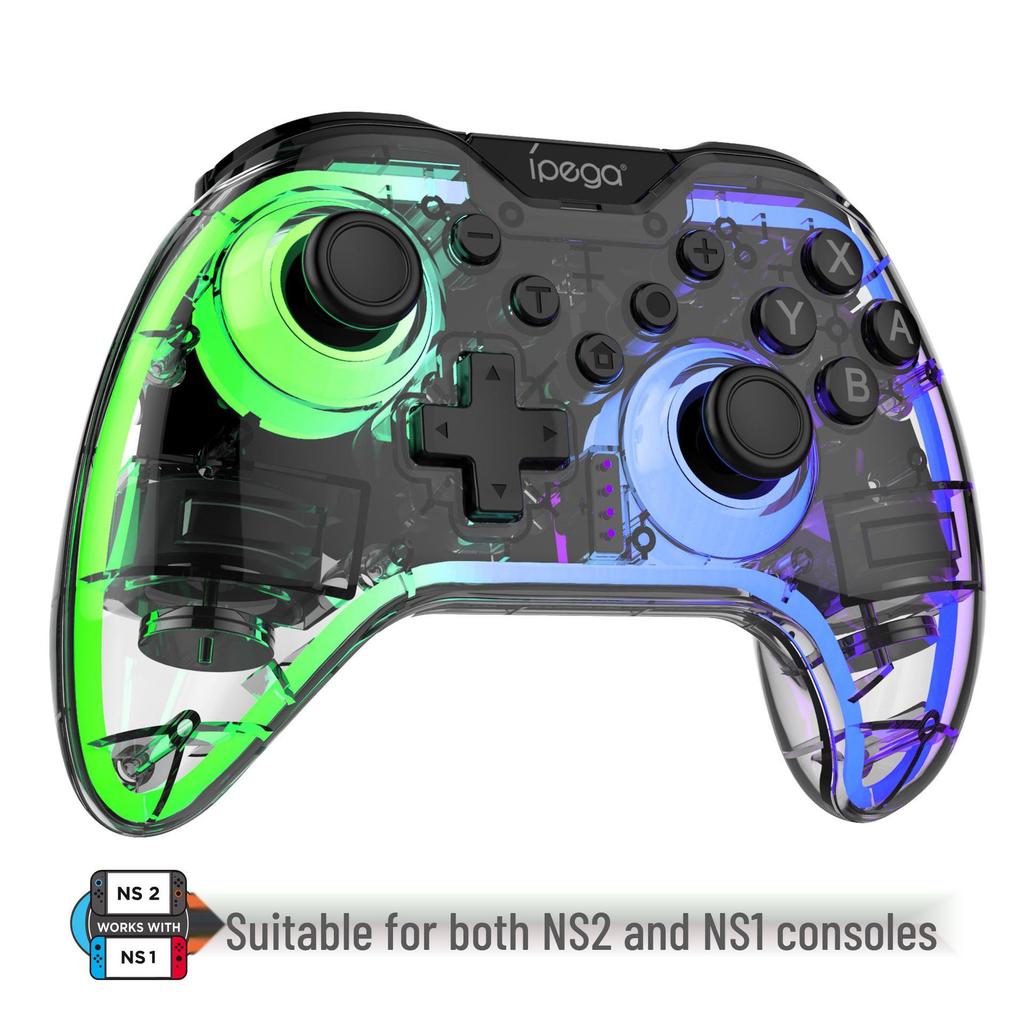 NS/NS2 Wireless Game Controller with Neon RGB Lighting, Rapid Fire, Vibration, Six-Axis, and Original Button Compatibility