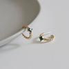 _EE14 Green Gemstone Point Antique Gold Hoop Earrings
