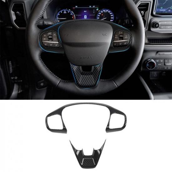 Car Steering Wheel Cover Trim Carbon Fiber For Ford Bronco Sport 21+ Accessories
