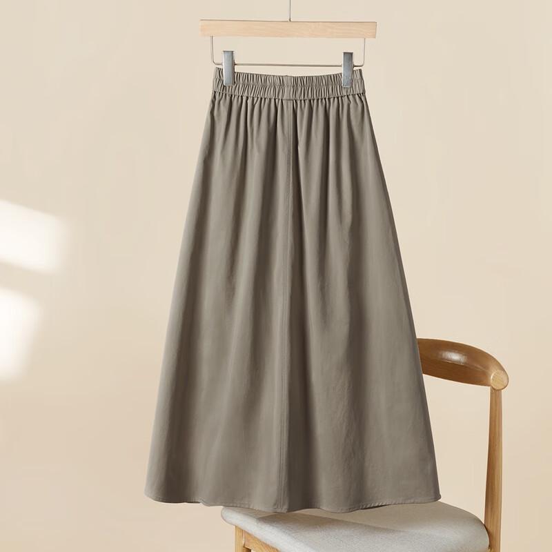 Women's Loose A-line Midi Skirt with Pockets