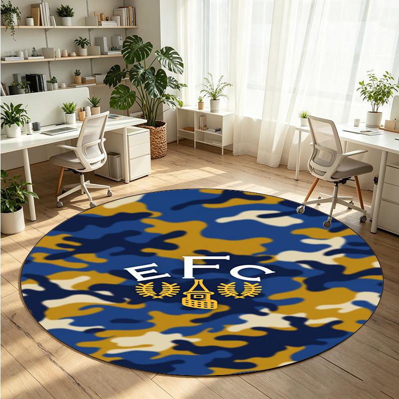 Everton Football Printed Round Crystal Velvet Rug Soft Non Slip Floor Carpet For Bedroom Holiday Gift
