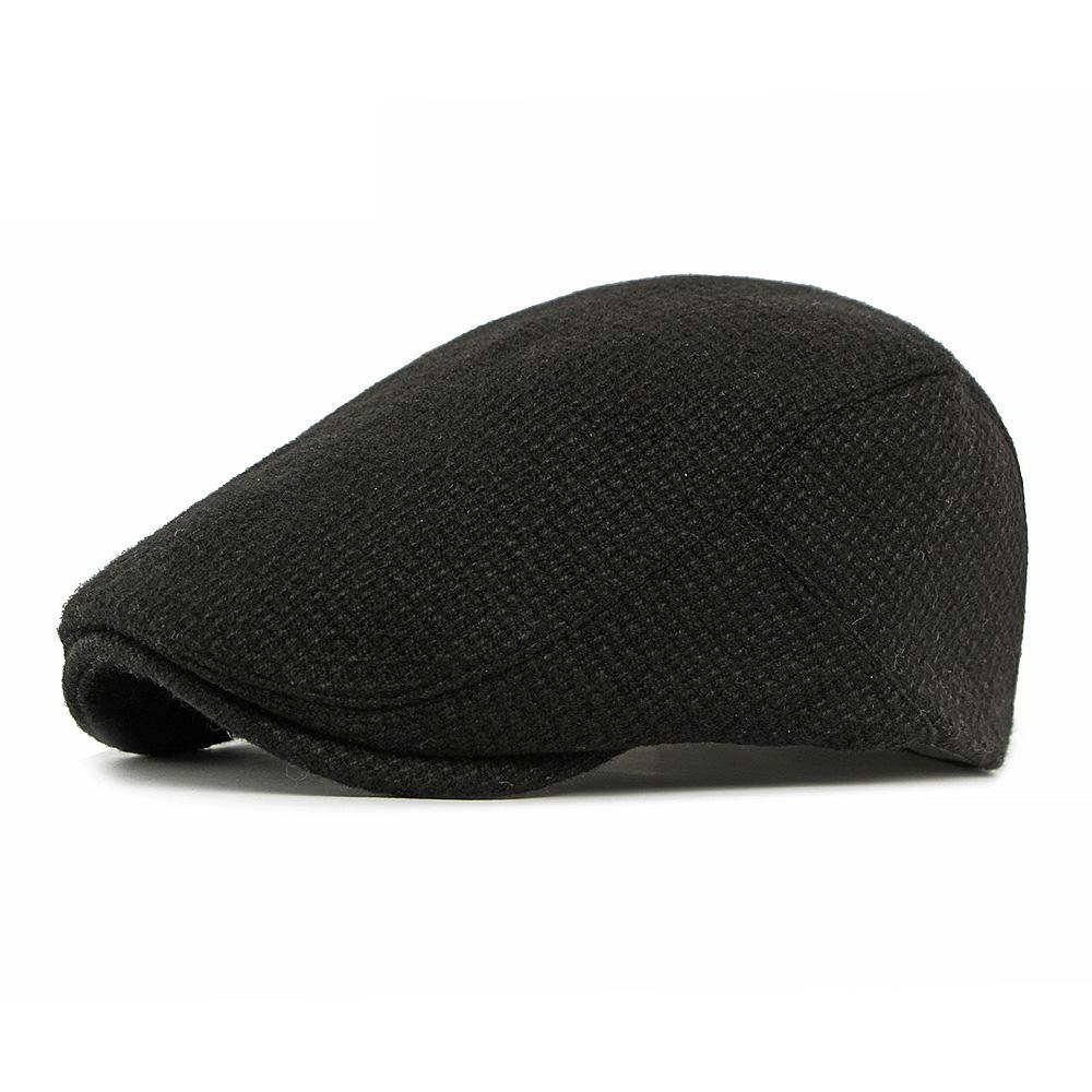 

Retro Beret Men British Forward Cap Knitted Cap чёрный