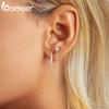 BAMOER 925 Silver 1 PC Double Circle Mono Hoop Earrings Long Chain CZ Earrings for Women Engagement Stackable Jewelry