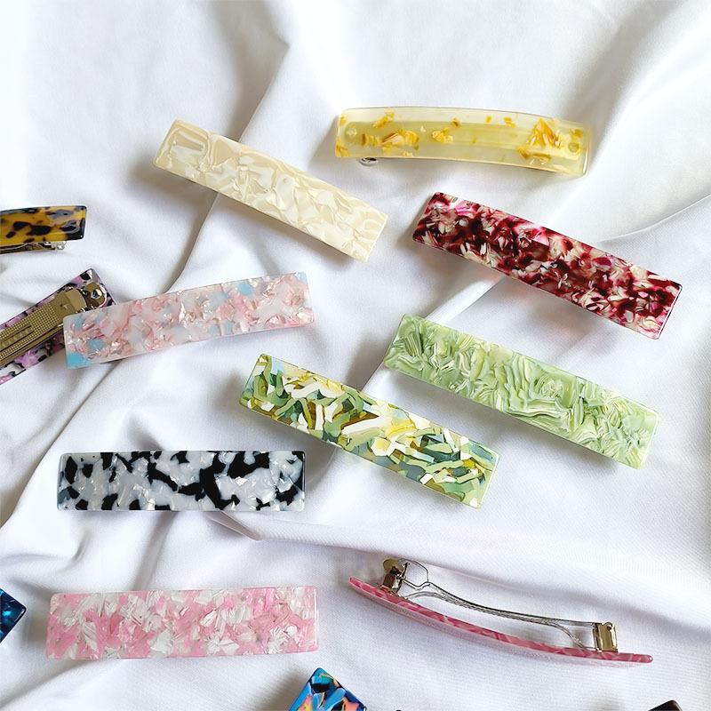 Koreanische Neue Florale Essigsäure Haarnadel Mode 10,5 cm Langer Streifen Federklemme Französische Pferdeschwanzklemme Haaraccessoires
