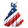 Women’s Sleeveless Off Shoulder Punk Retro Dress with Star Print Vintage Style Flared Hem for Holiday Party Wear