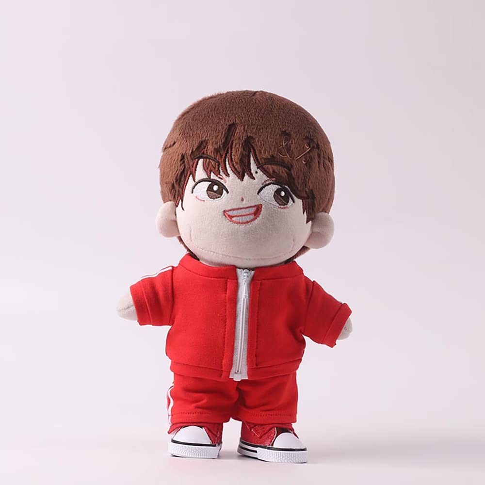 Niannyyhouse 10cm15cm Plush Clothes Set (Solid Colors) - Jacket, Pants, and Tracksuit - Cotton Doll with Dress-Up Accessories (Red-10cm)