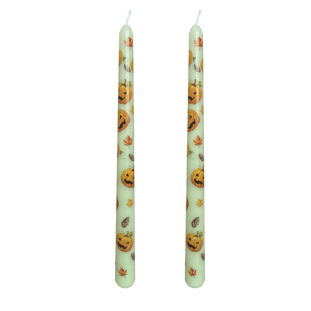 25cm Halloween Pumpkin Print Tapered Long Pole Candle Party Prop Decoration Halloween Gift