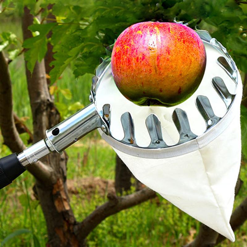 Metal Fruit Picker Agricultural Bayberry Jujube Fruit Picking Tool Garden Orchard Apple Peach High Tree Catcher Collection Pouch