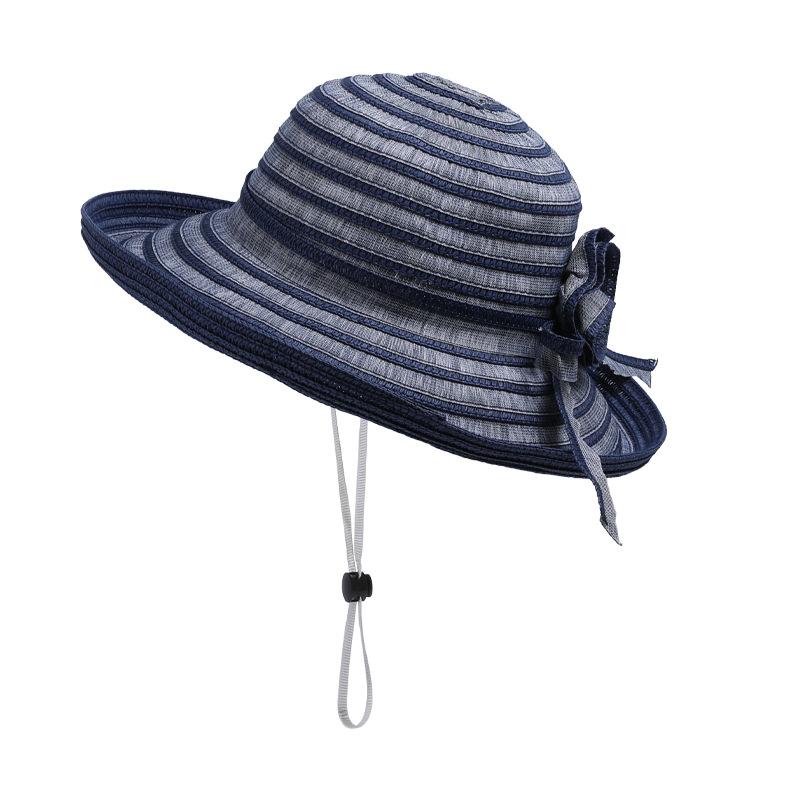 Summer Straw Hat Women's Striped Big Brim Fisherman Hat Outdoor Sun Protection Sun Hat