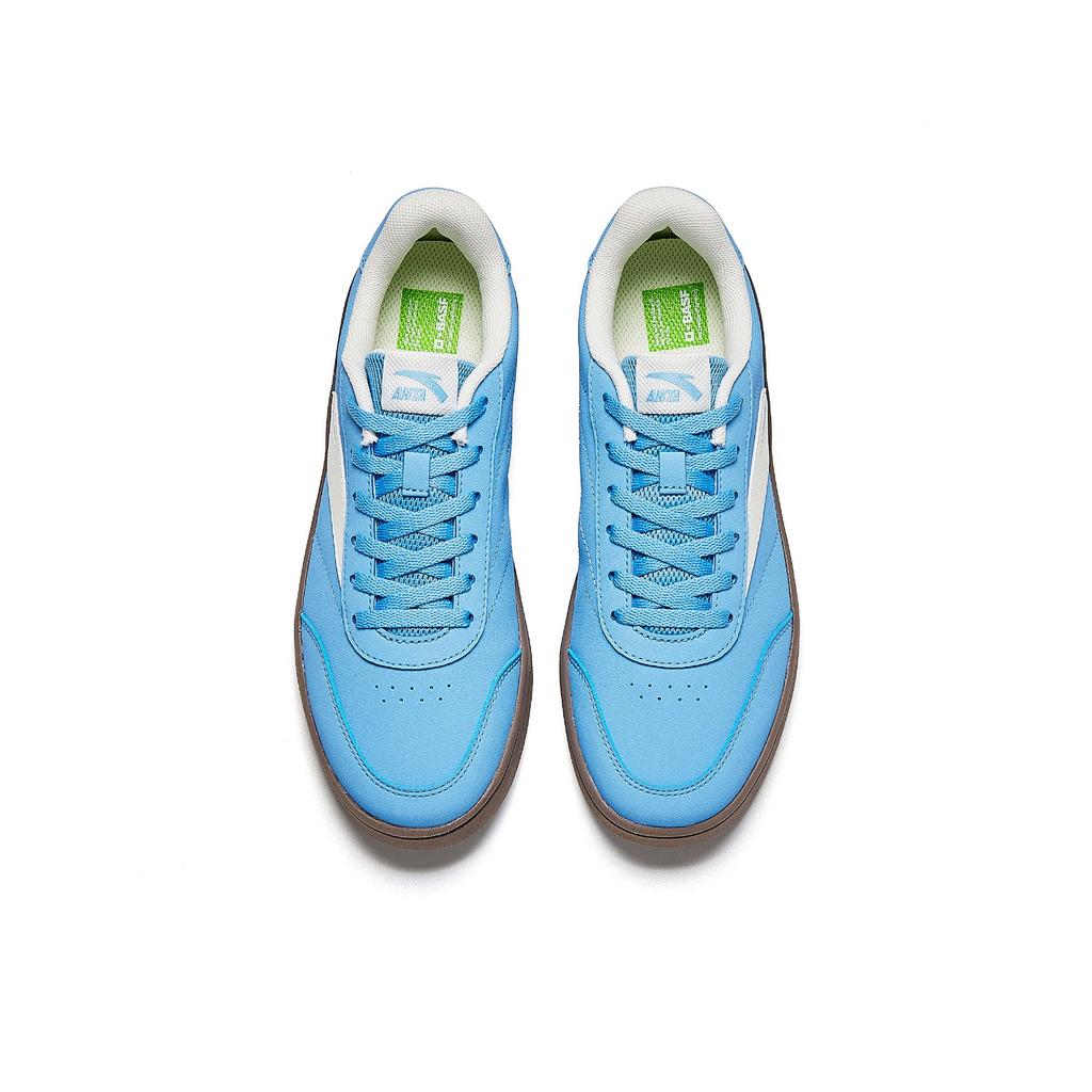 Anta Vitality Classic Retro Campus Life Fashion Versatile Minimalist Low-Top Skate Shoes Women Sneaker Light-Blue Ivory-White 922618099-6