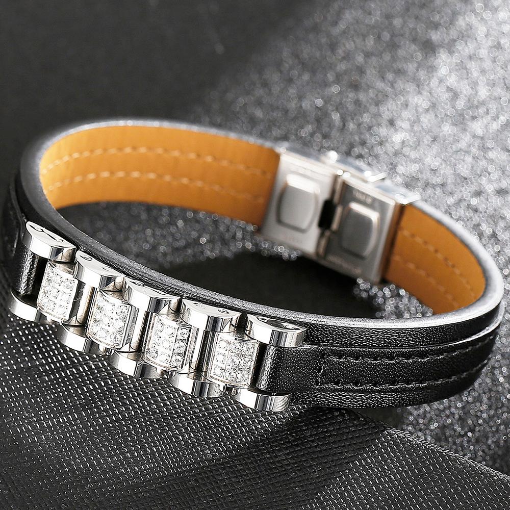 MódníAAAALKožený zavinovací náramek pro muže Pozlacená nerezová ocel Pánské šperky Příslušenství Gravírovatelné