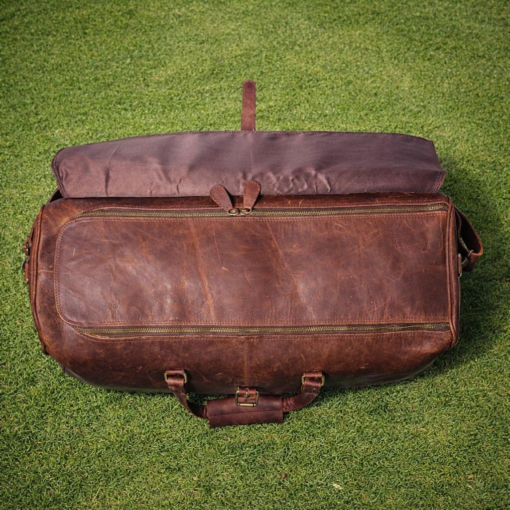Duffle Bag aus Vollnarbenleder für Herren|Weekender-Tasche aus echtem Leder braun|Leder-Reisetasche|Reisetasche für Übernachtungen|Personalisierte Geschenke für ihn Duffle