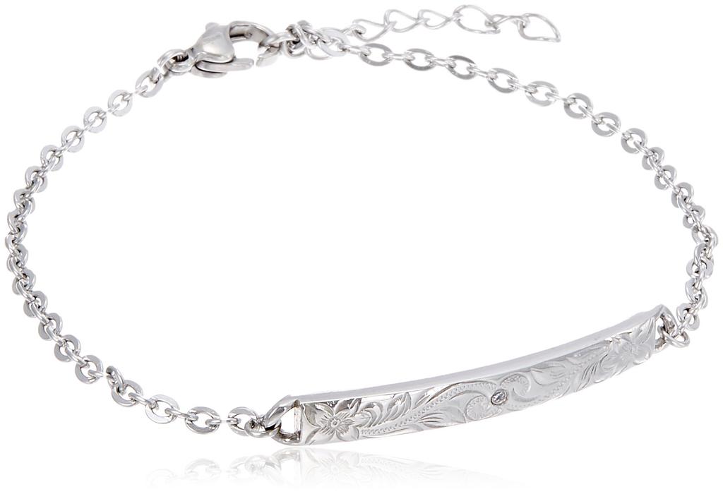 Hawaiian Jewelry Fine Steel Bar Plate Pair Bracelet [Bloom] 0542-0443-0019-0000