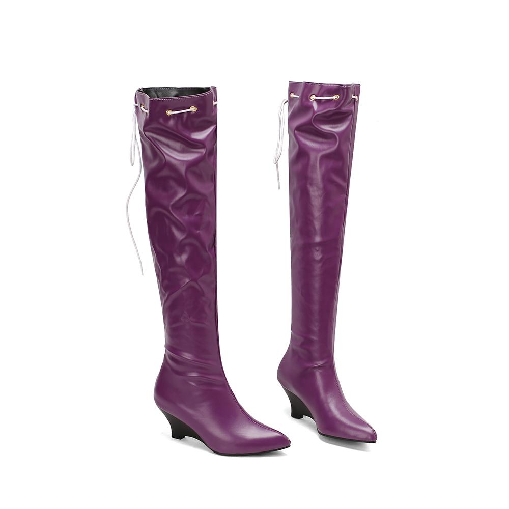 

Pink Brown Women Over the Knee High Boots Strange High Heels Big Size 48 39