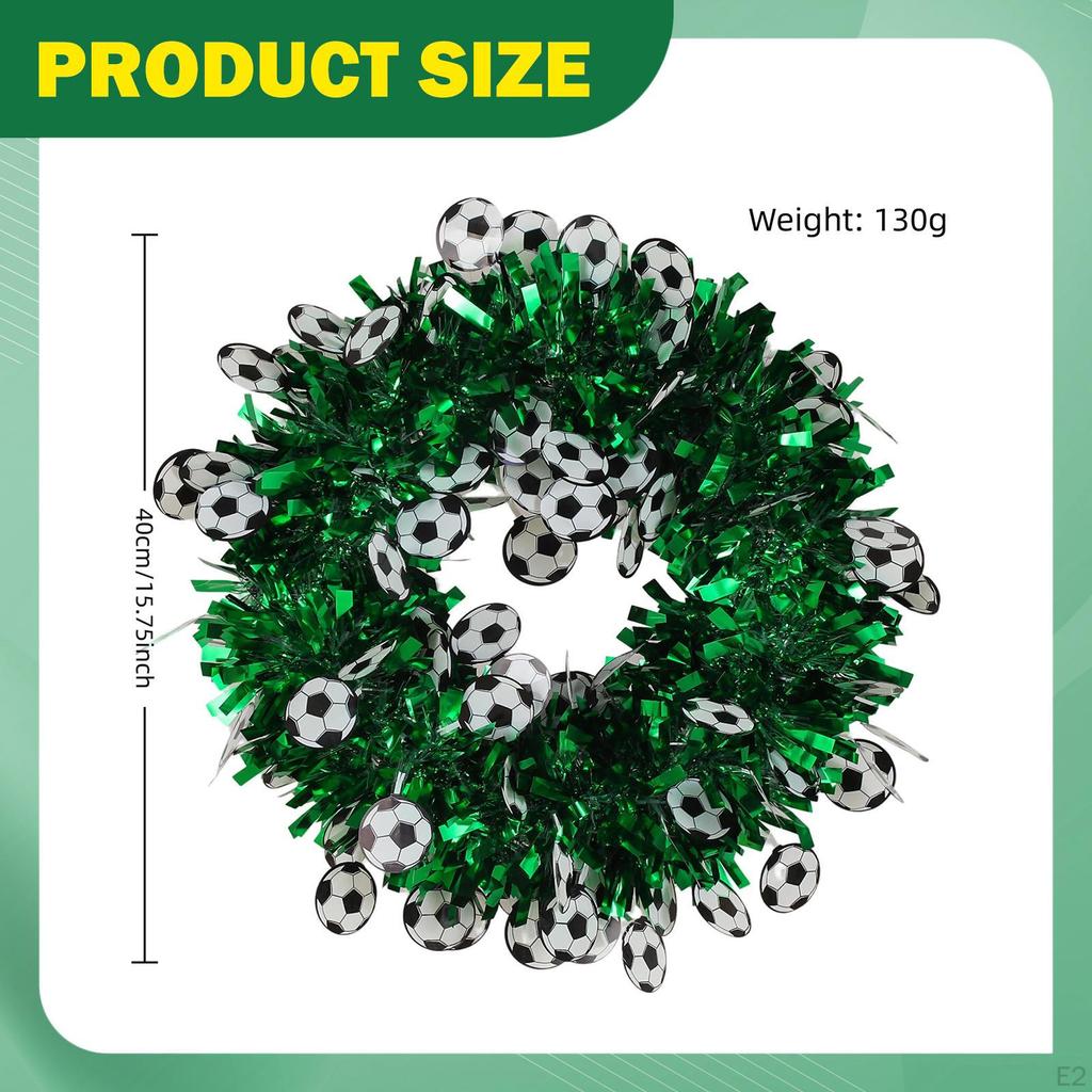 Football Themed Wreath Creative Lightweight Versatile for Door Round Green Tinsel Events