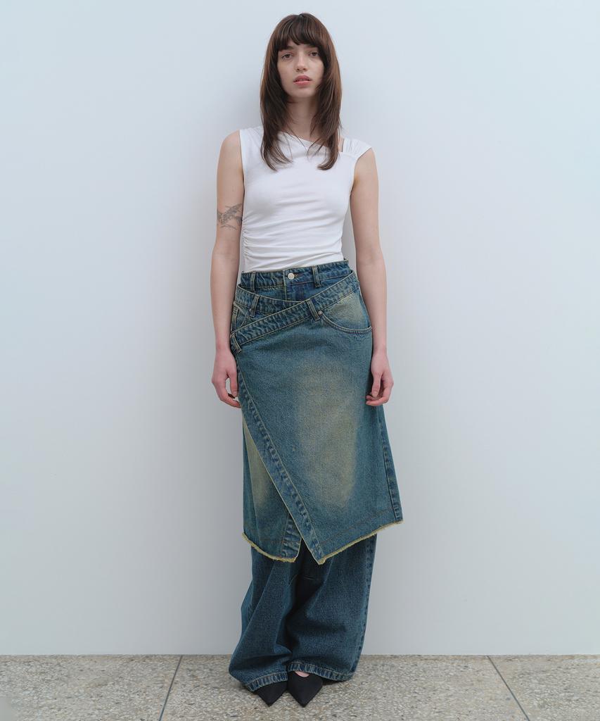 Milo Woman Denim Midi Wrap Skirt [Blue]
