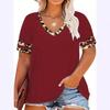 Amazon's new women's crew neck shoulder plug contrasting short-sleeved V-neck T-shirt is casual and versatile