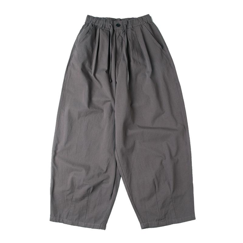 

Amekaji Loose Wide Leg одноколірні чоловічі плісировані повсякденні штани на еластичній талії плюс розмір XL сірий