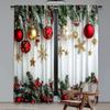 Set Of 2 Flat Printing Fashionable Christmas Curtains Digital Printed Polyester Drapes Non Fading Festive Use Curtain
