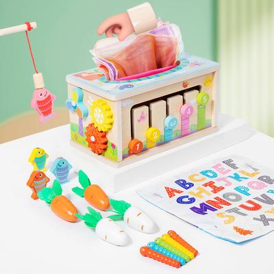 Baby-Taschentuchbox-Spielzeug, Montessori-Spielzeug für Kleinkinder im Alter von 6–12 Monaten, Formsortier-Spielzeug, Geschenke, Motorik-Spielzeug für Kleinkinder, Holz, Kleinkind