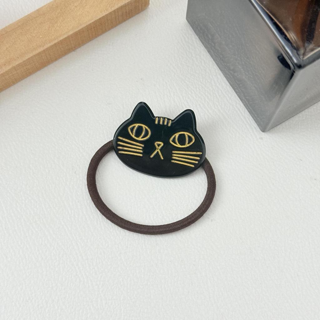 Cute Cat Acetate Hair Clip and Tie Set - 4.3cm Sweet Cartoon Hair Accessories for Children