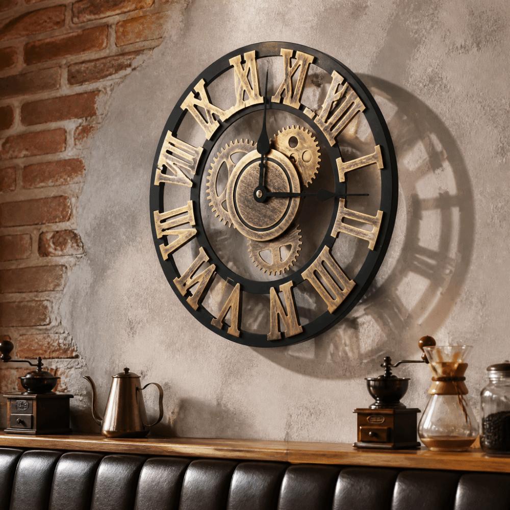 30cm Diameter Vintage Wall Clock 3D Design Handmade Wall Clock Wooden Wall Clock Office Decoration