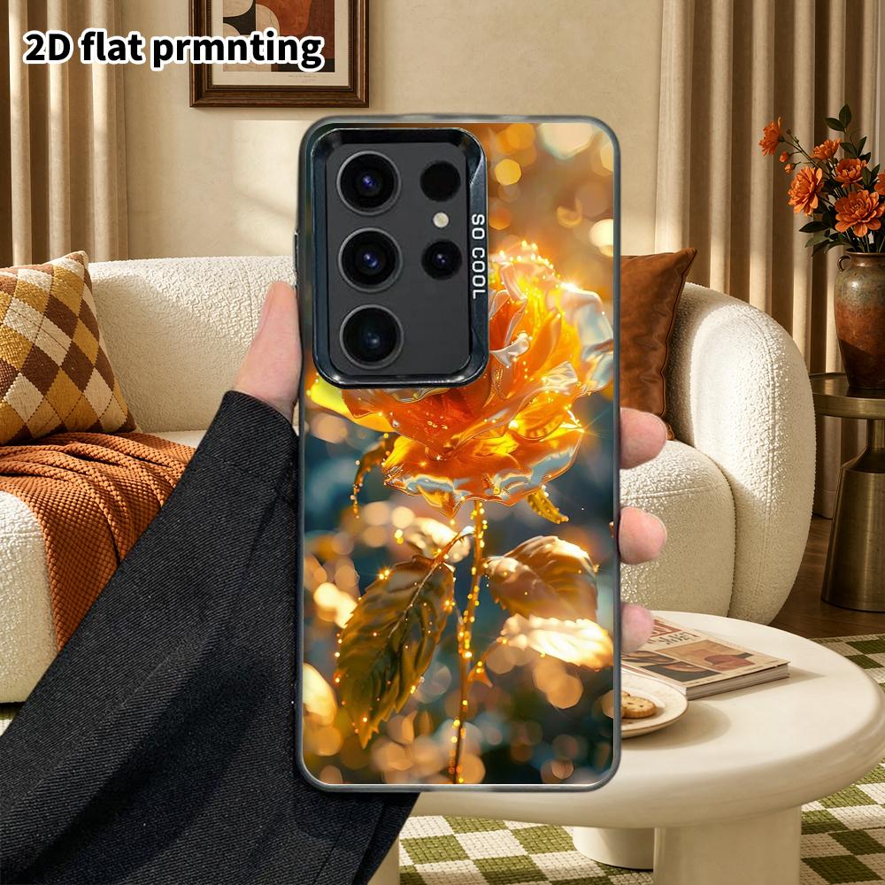 Phone Case: 2D Flat Samsung Galaxy A34 A35 M05 M06 S20 S22 S21 FE Plus 5G Protective Case, Couple Style, Metallic Rose, Christmas and Halloween Gift