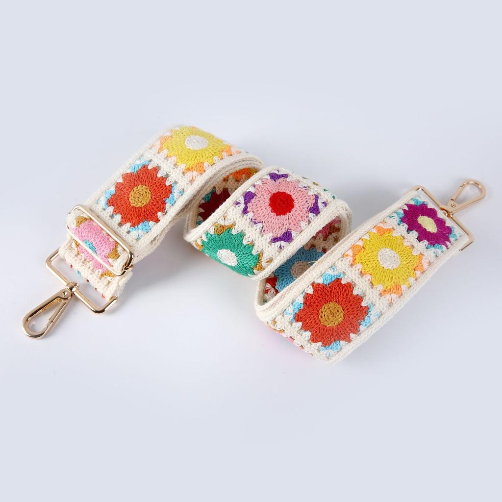 New Versatile Women's Bag Strap Bohemian Embroidered Webbing Crossbody Strap Adjustable Length Single Shoulder Strap Accessories