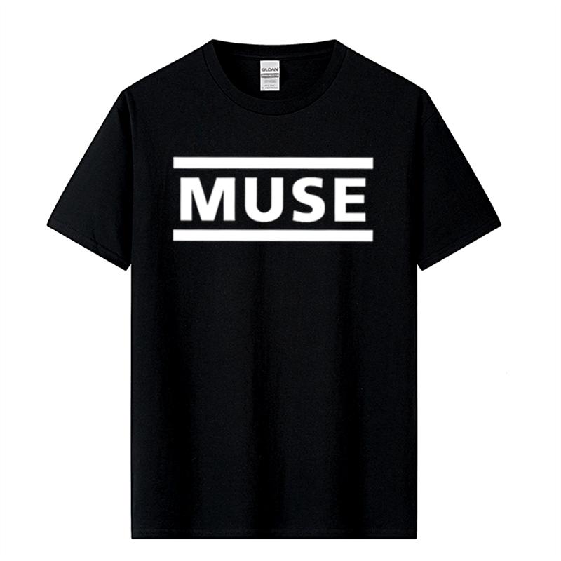 Herren Hochwertiges T-Shirt mit Buchstabenaufdruck Muse Rockband Kurzarm T-Shirt O-Ausschnitt Hip Hop Herren Tops