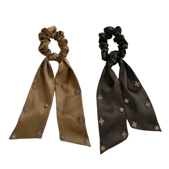 Hair Band Rhinestones Inlaid Long Ribbon Wide Elastic Hair Tie Smooth Draping Secure Hold No Slip Damage Hair Rope