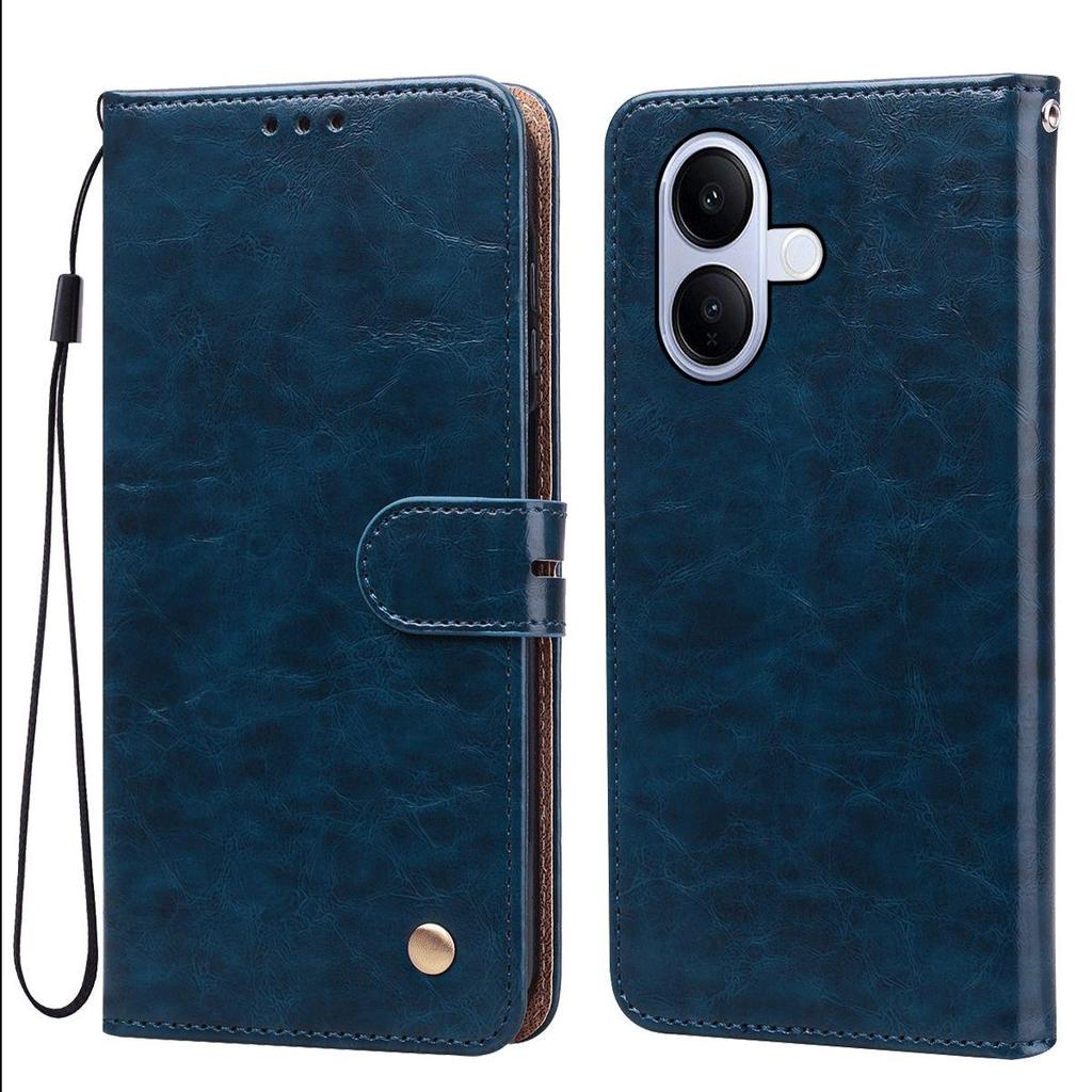 Vintage Crazy Horse Texture PU Leather Flip Wallet Phone Case for Vivo V60 Lite 4G/5G Card Holder Kickstand Shockproof Protective Cover