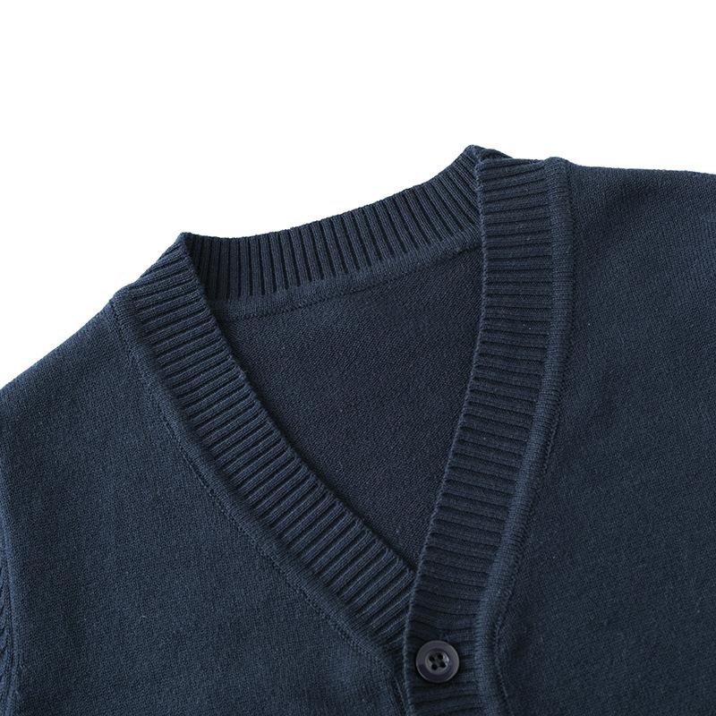 Children's V-Neck Knit Cardigan, Parent-Child Matching, Medium/Large, Spring/Autumn, Thin Academy Style Sweater.