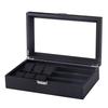 KON Luxusní krabička na hodinky a brýle Úložná krabička pro a Skleněný interiér Kolekce Černá krabička, Pouzdro, Hodinky, Sluneční brýle, Dioptrické brýle, Odolné víko, Displej,