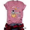 Damen T-Shirt mit Astronauten-Print Kurzarm Lockeres Mode-T-Shirt