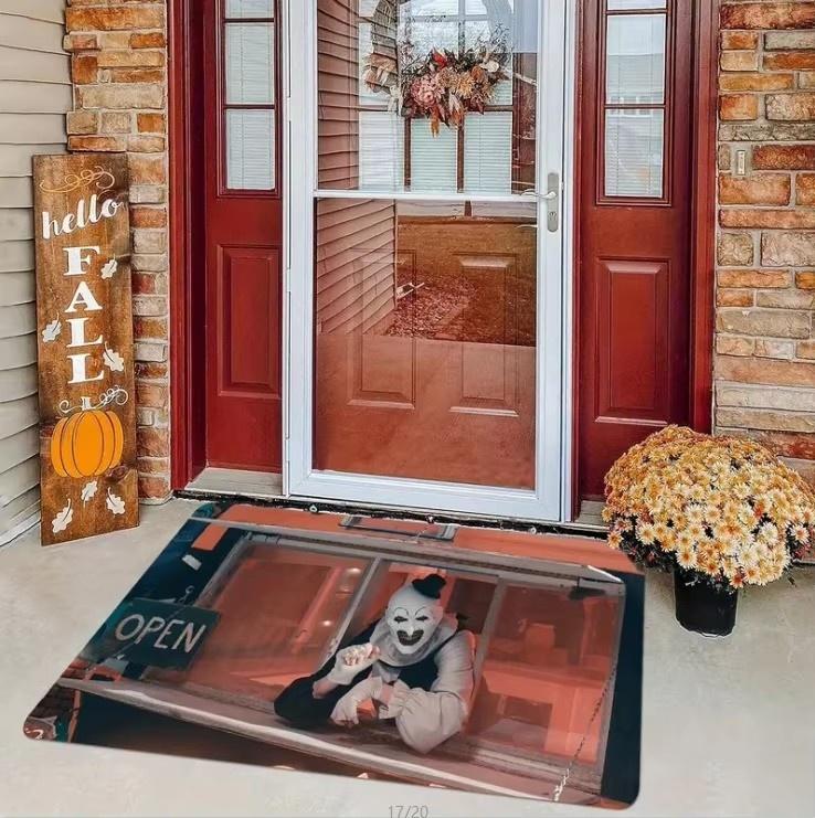 1pc Halloween Bloody Footprint Welcome Doormat Hand Wash Only Decor for Front Door Porch Kitchen Bedroom Halloween Decorations