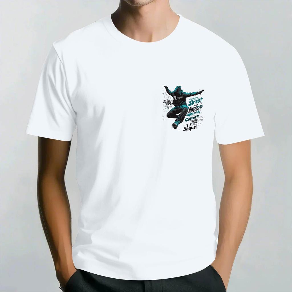 Men's Round Neck Casual Street Printed Short-sleeved T-shirt Top