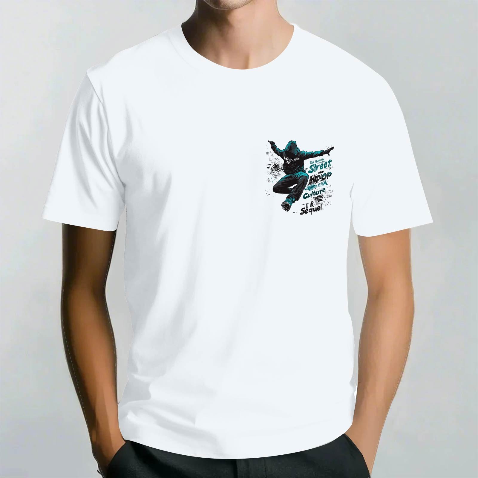 

Мужская повседневная футболка с круглым вырезом и короткими рукавами с принтом в уличном стиле XL белый